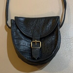 Monique Lhuillier Black Textured Leather Crossbody Bag​​